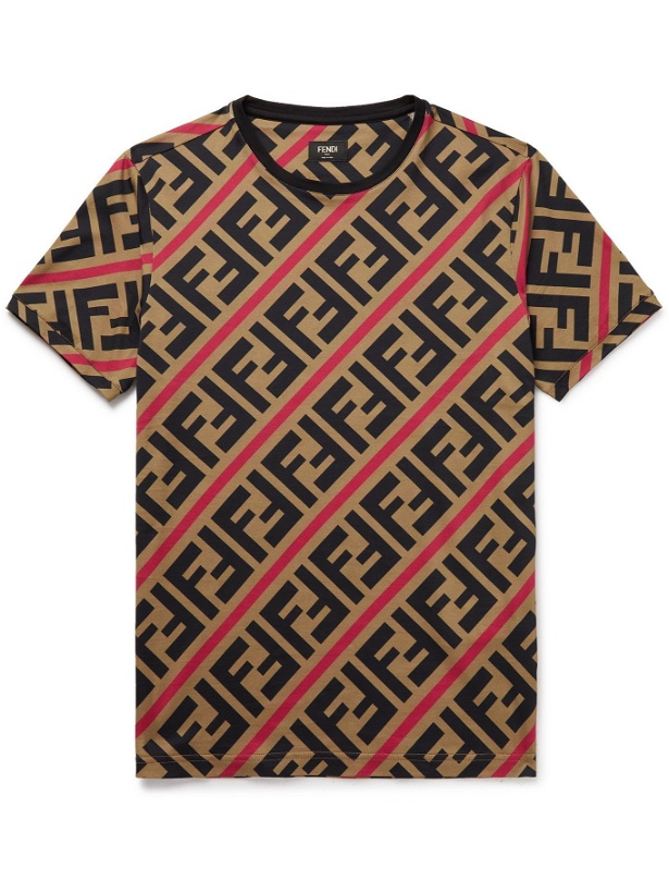 Photo: FENDI - Logo-Print Cotton-Jersey T-Shirt - Brown - M
