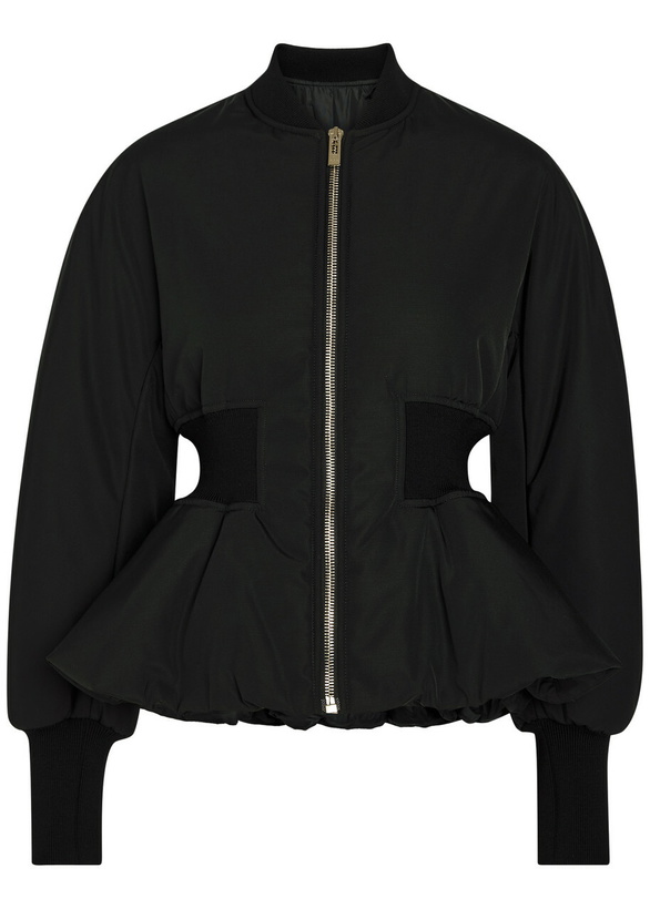 Photo: Alaïa Padded Peplum-hem Woven Bomber Jacket Black