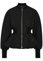 Alaïa Padded Peplum-hem Woven Bomber Jacket Black