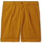 Aspesi - Slim-Fit Pleated Cotton-Twill Chino Shorts - Yellow