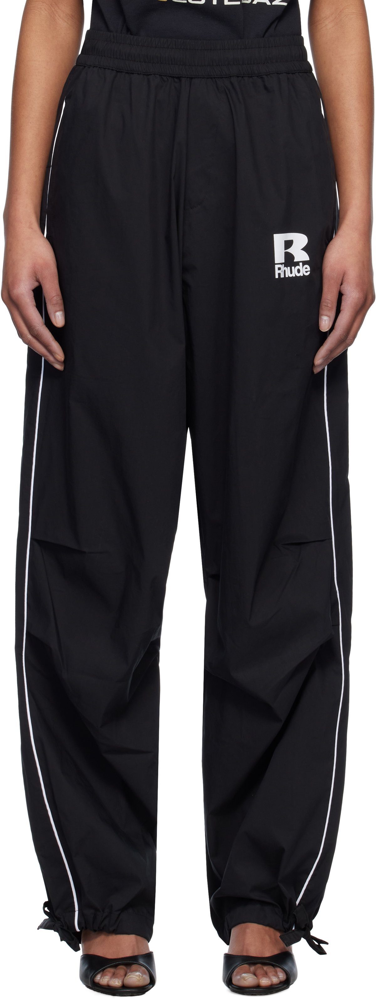 Unisex Grey Piping Parachute Track Pants