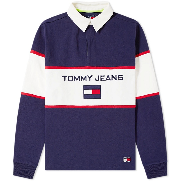 Photo: Tommy Jeans 5.0 90s Blocked Rugby Shirt Blue
