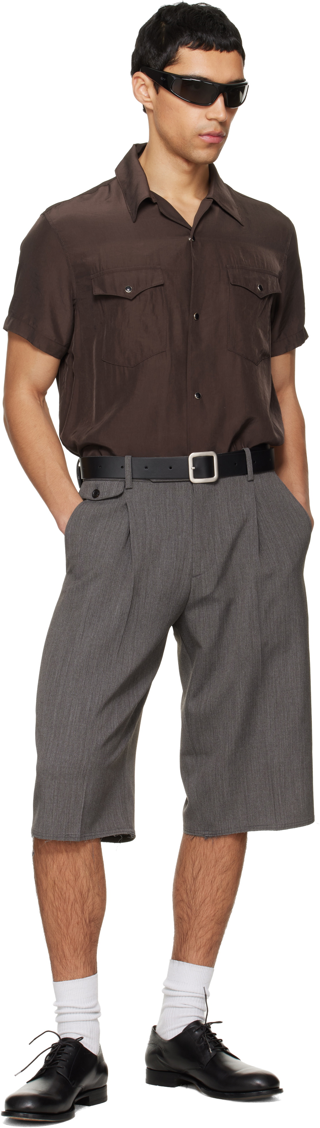 TONYWACK Brown Washed Rayon Pearl Snap Shirt