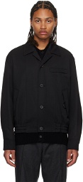 Solid Homme Black Open Spread Collar Jacket