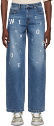 We11done Blue Printed Jeans