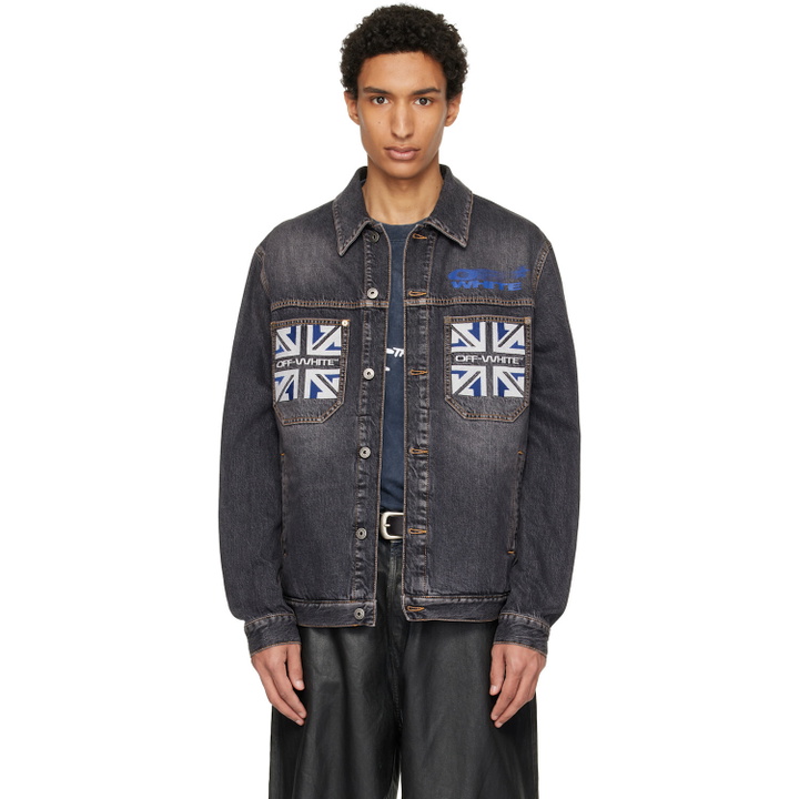 Photo: Off-White Black Royal Flag Skate Denim Jacket