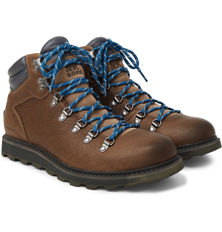 Photo: Sorel - Madson II Suede-Trimmed Textured-Leather Hiking Boots - Brown