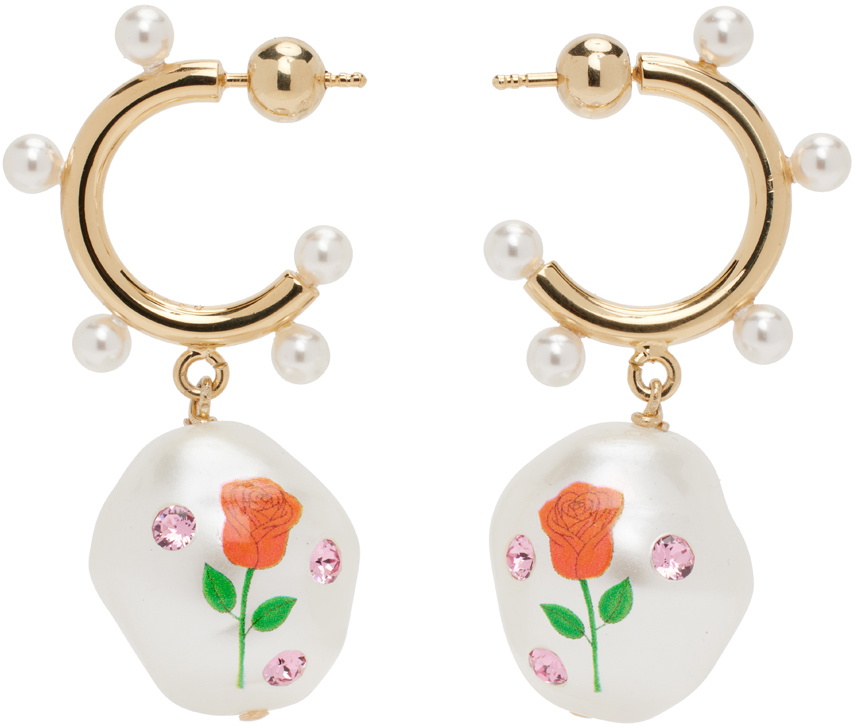 Safsafu Gold & White Jelly Beans Earrings