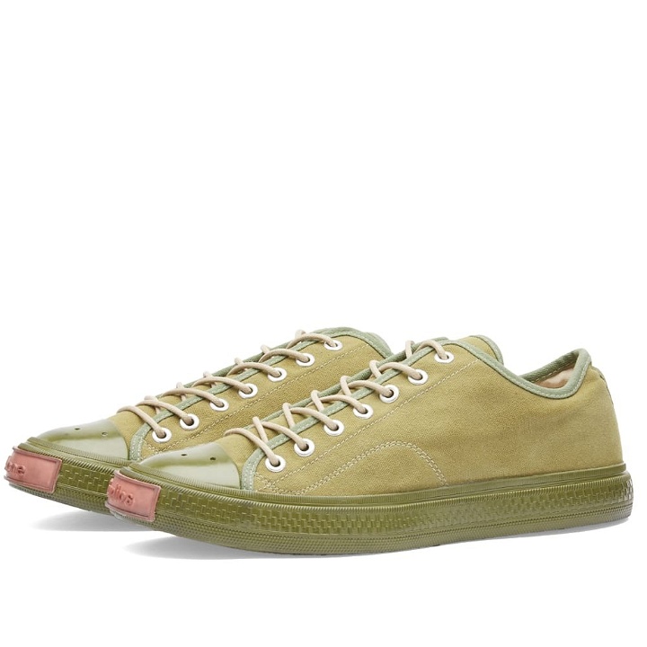 Photo: Acne Studios Men's Ballow Soft Tumbled Tag Sneakers in Olive Green