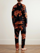 Desmond & Dempsey - Rayas Printed Cotton Pyjama Set - Black