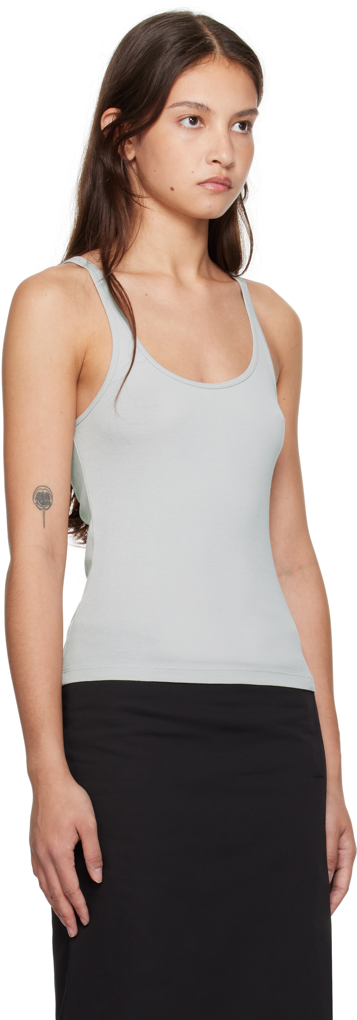 St. Agni Gray Organic Cotton Slim Scoop Tank Top