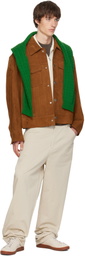 AMI Paris Tan Leather Trucker Jacket