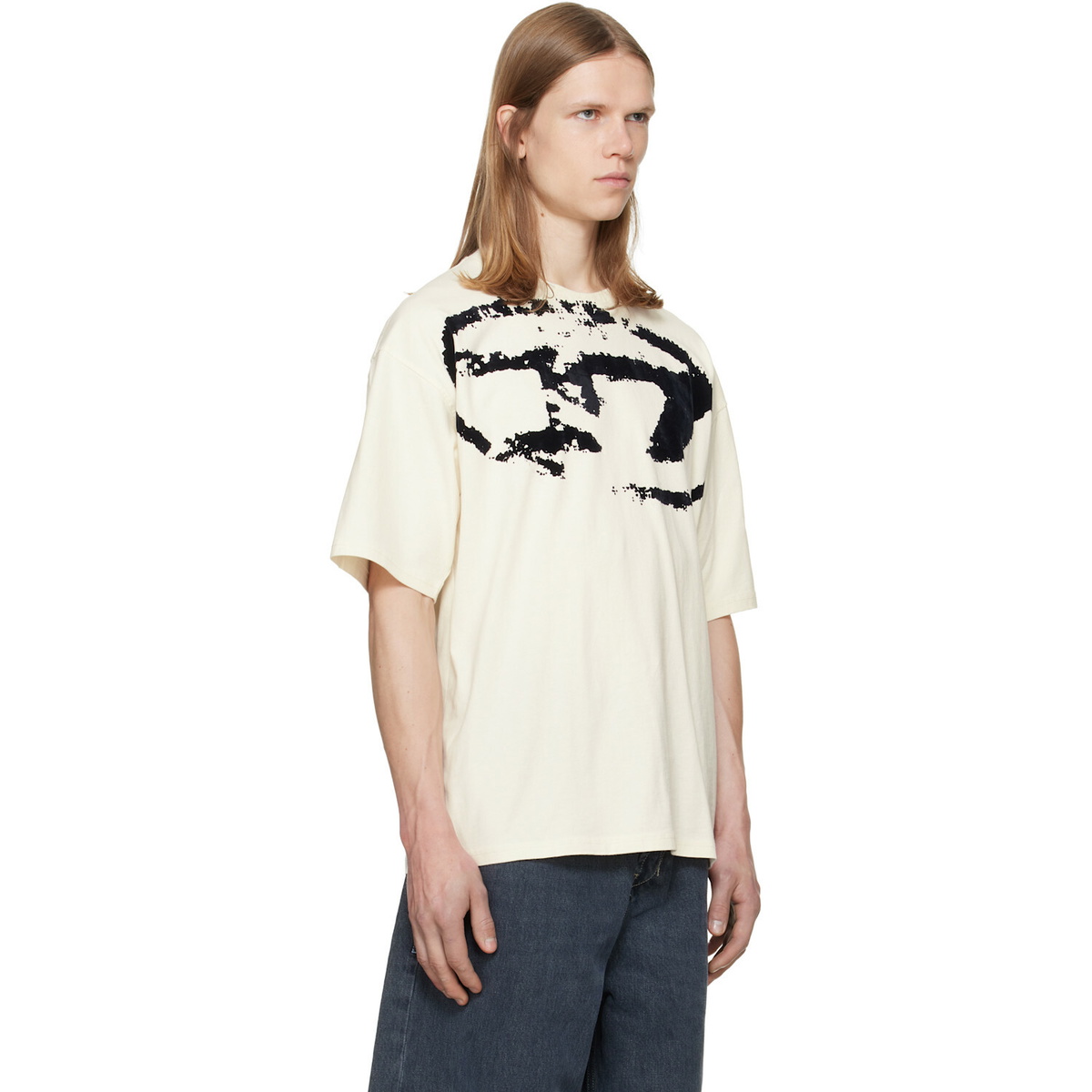 Diesel Off-White Distressed Flocked Logo T-shirt