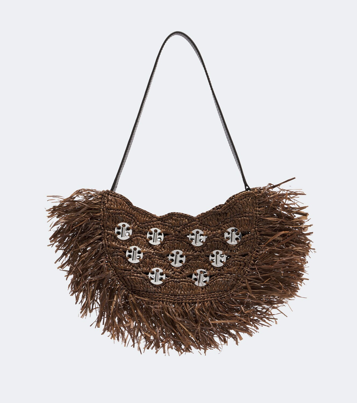 Rabanne Sac A Main fringed raffia top-handle bag
