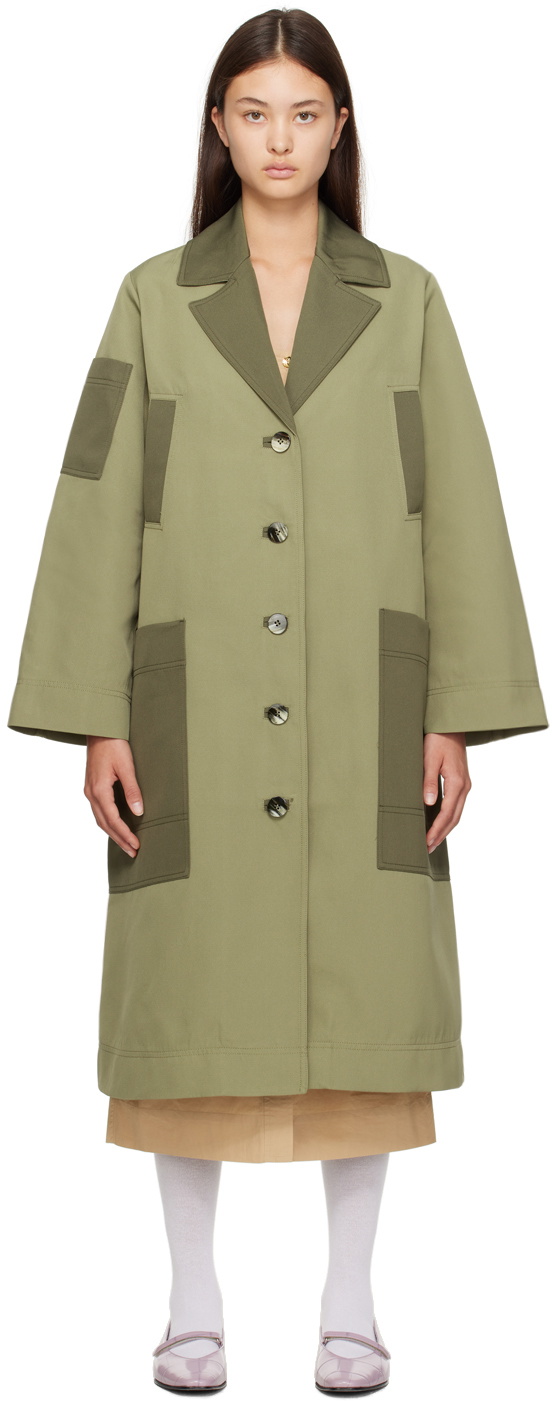 GANNI Khaki Heavyweight Coat GANNI