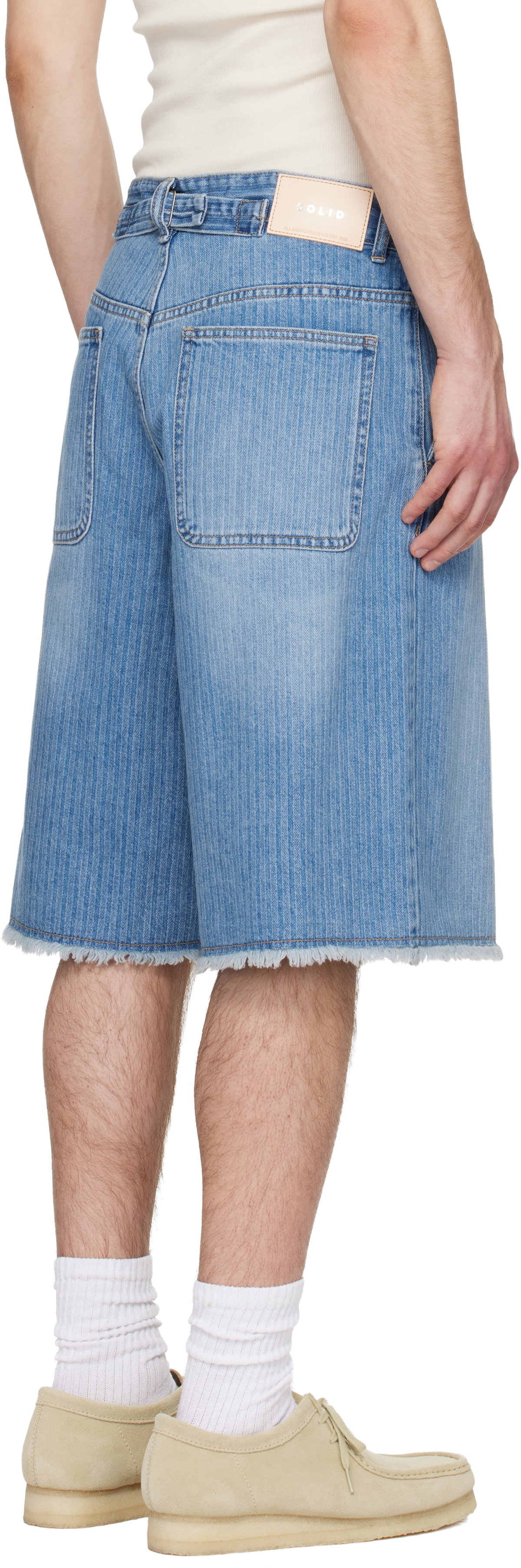 Solid Homme Blue Stripe Denim Bermuda Shorts
