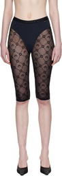 Marine Serre Black Moonogram Mesh Flock Capri Leggings