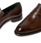 BRIONI - Polished-Leather Penny Loafers - Brown