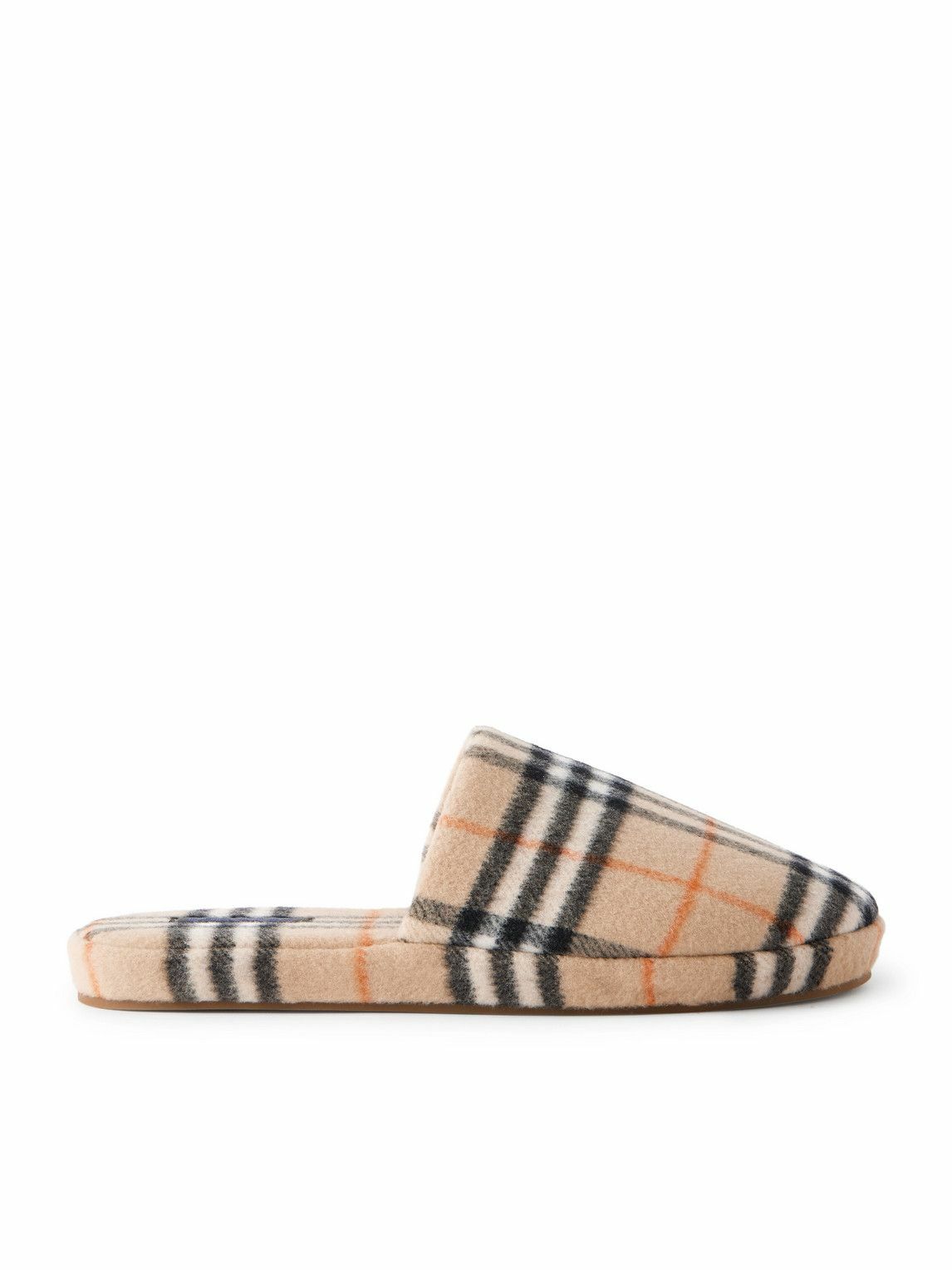 Burberry - Checked Virgin Wool-Blend Slippers - Neutrals