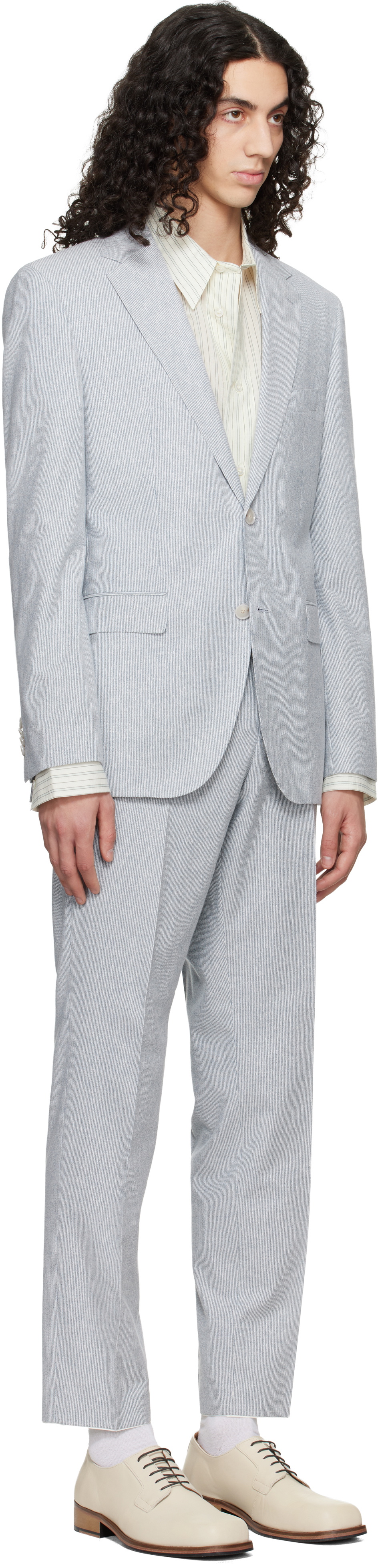 BOSS Blue Two-Piece Regular-Fit Stretch Bouclé Suit