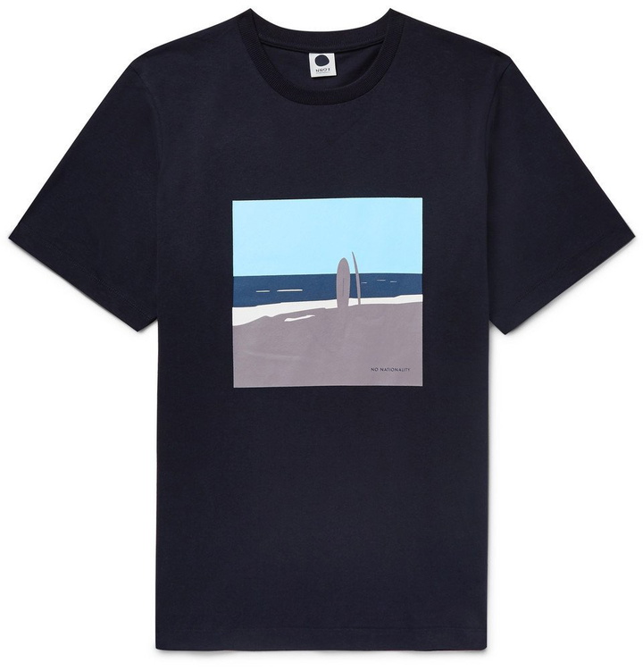 Photo: NN07 - Mason Printed Cotton-Jersey T-Shirt - Men - Navy