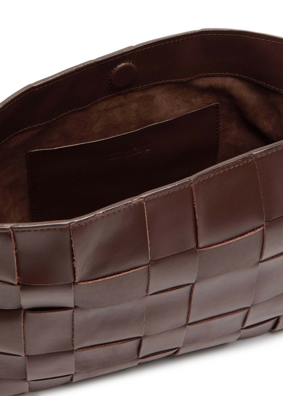 ST. Agni Woven Mini Leather Tote - Chocolate - One Size