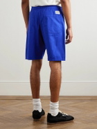 Neighborhood - Easy Straight-Leg Logo-Embroidered Cotton-Twill Drawstring Shorts - Blue