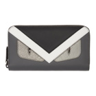 Fendi Grey and Black Bag Bugs Zip Around Wallet