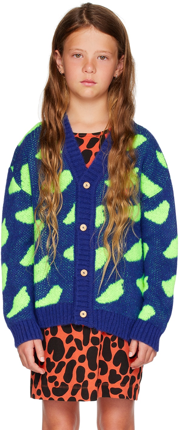 The Animals Observatory Kids Blue Racoon Cardigan