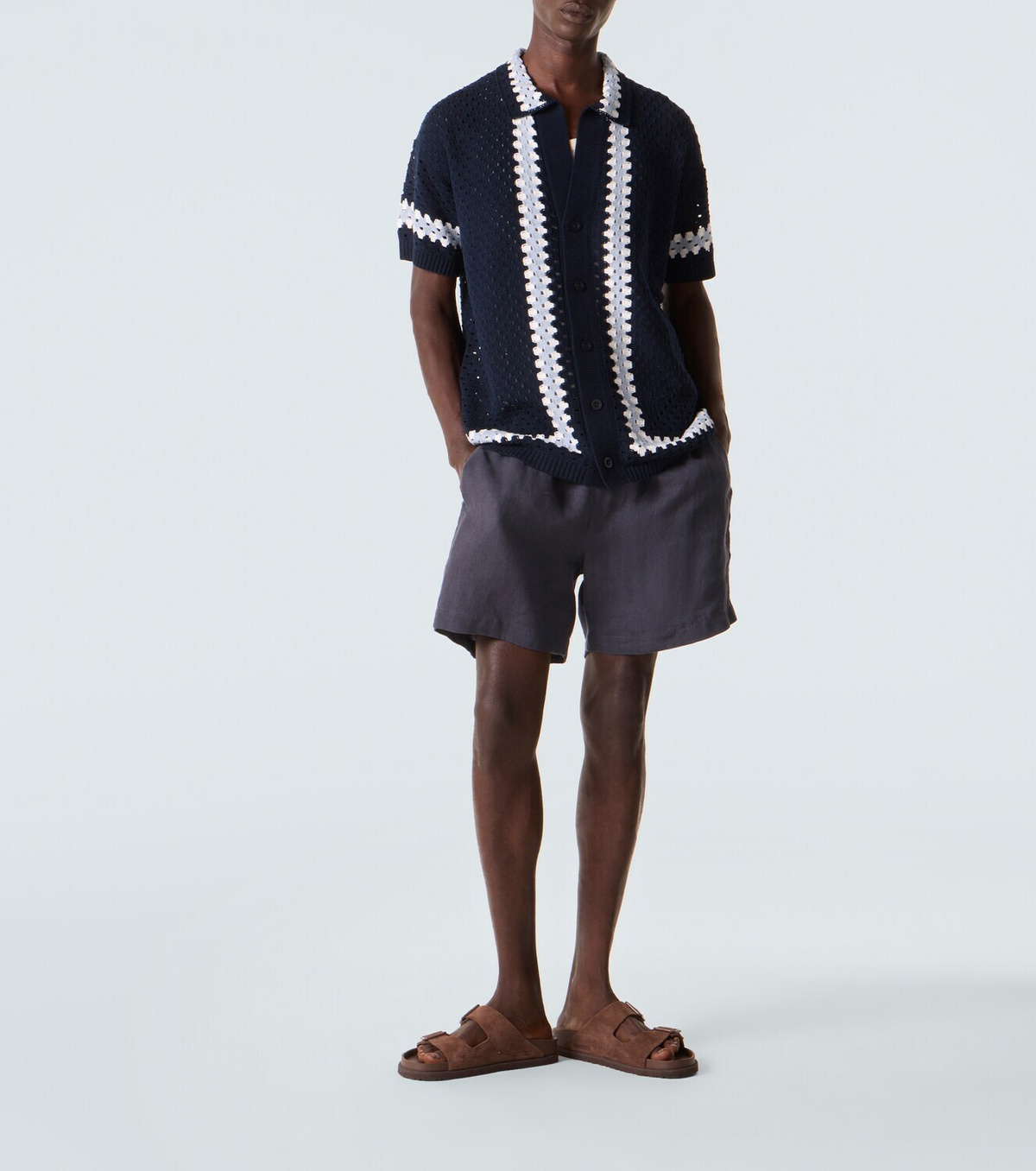 Frescobol Carioca Pinto crochet cotton bowling shirt