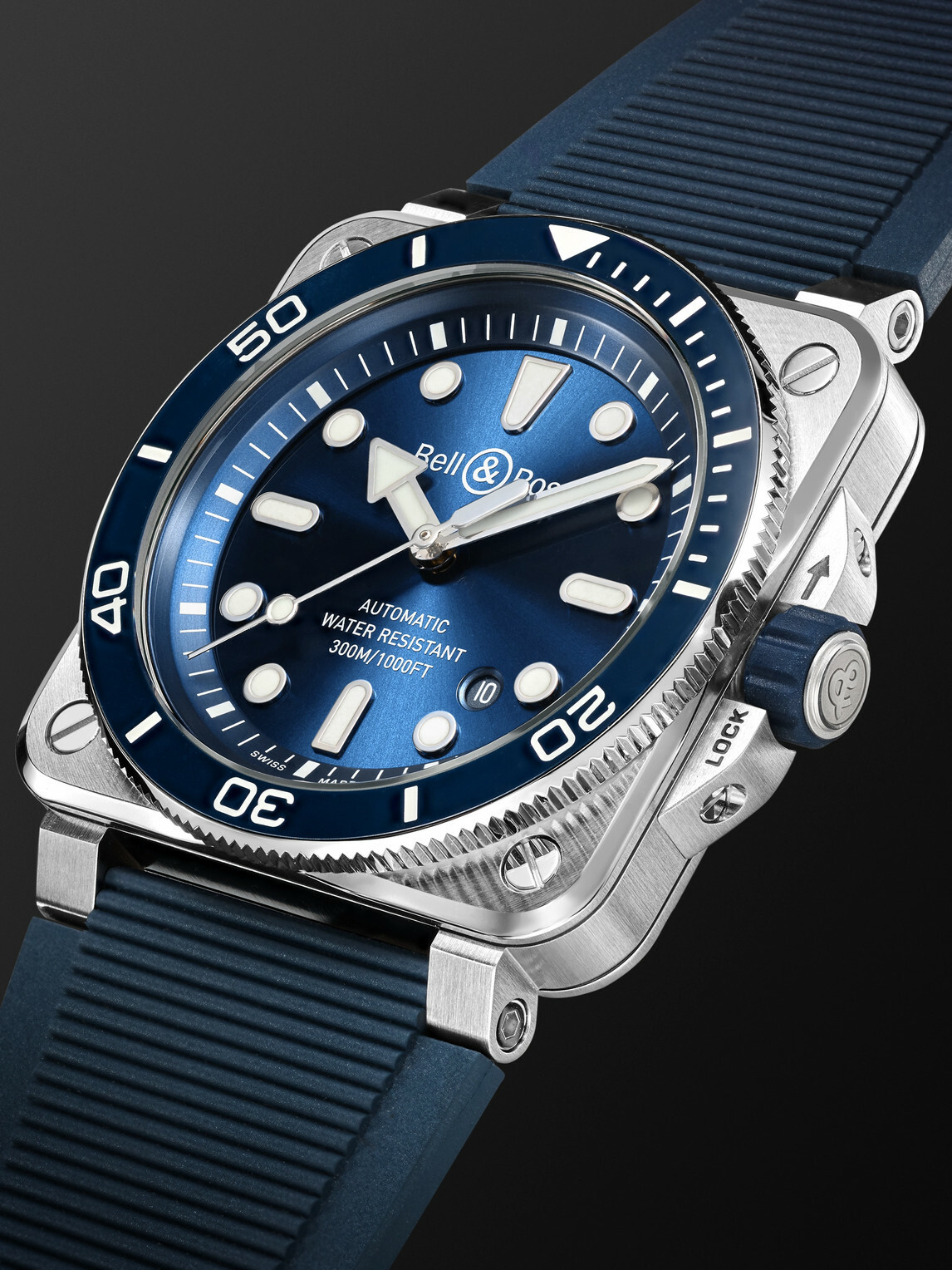 Bell & Ross - BR-03 Diver Automatic Stainless Steel Watch, Ref. BR03A-D-BLU-ST/SRB