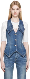 GANNI Blue Organic Cotton Denim Vest