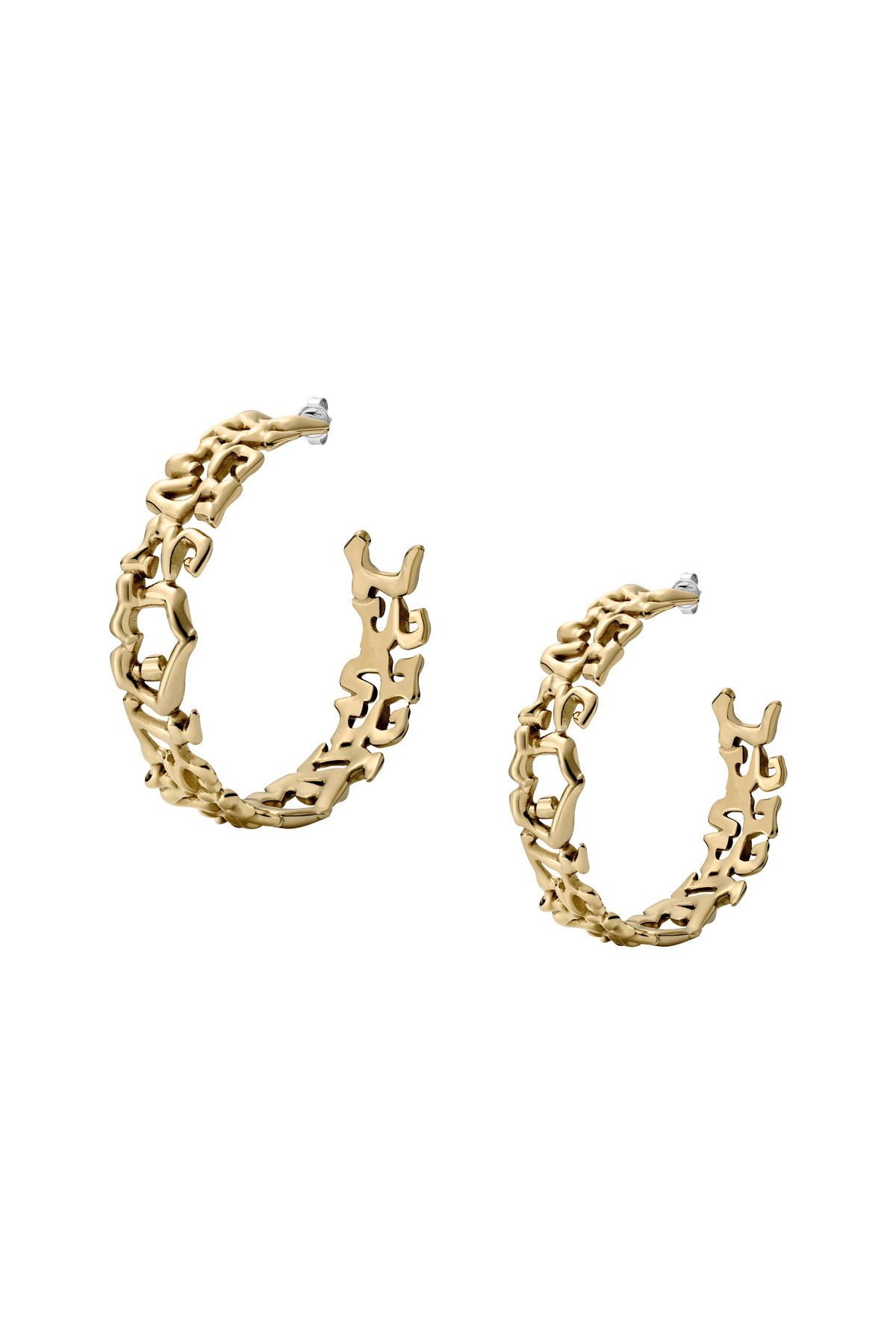 Diesel Stainless steel hoop earrings - Earrings - Unisex - Gold