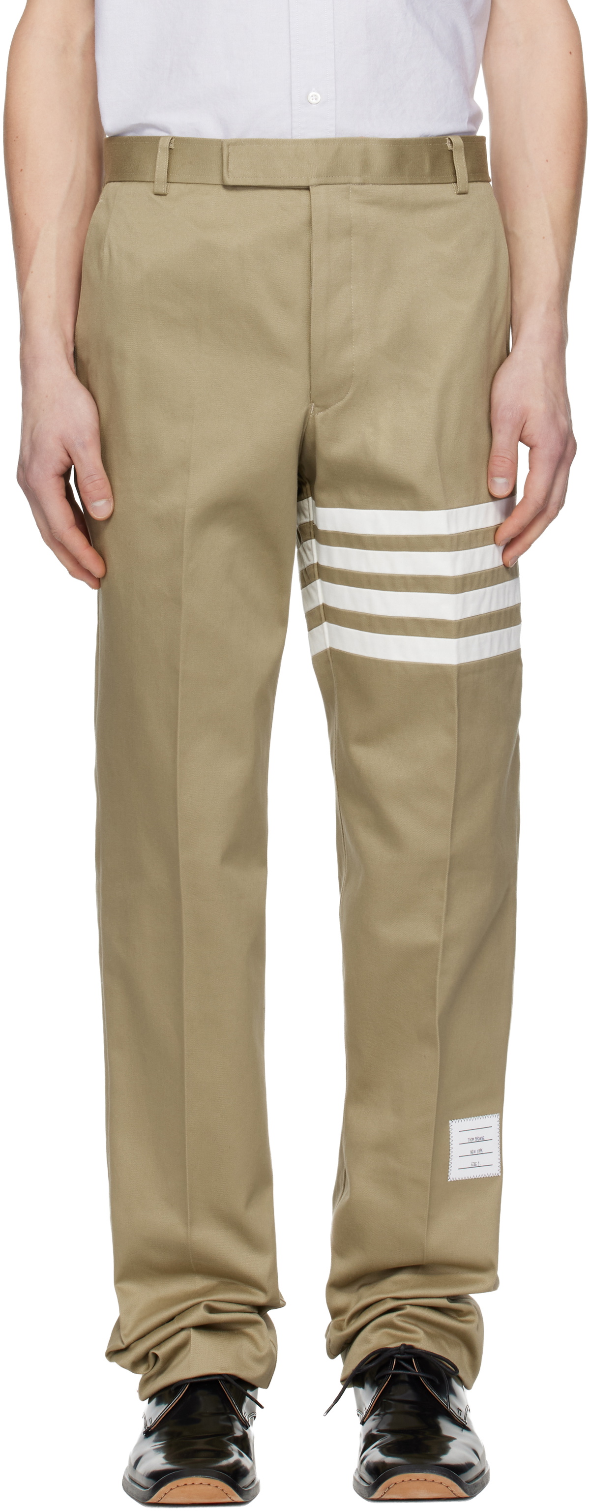 Thom Browne Beige Cotton Twill 4-Bar Unconstructed Chino Trousers