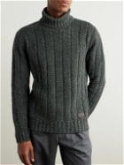 Tod's - Logo-Appliquéd Ribbed Wool-Blend Rollneck Sweater - Gray