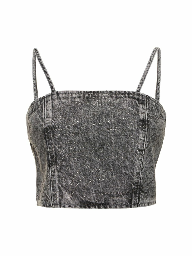 Photo: ROTATE Embellished Cotton Denim Top