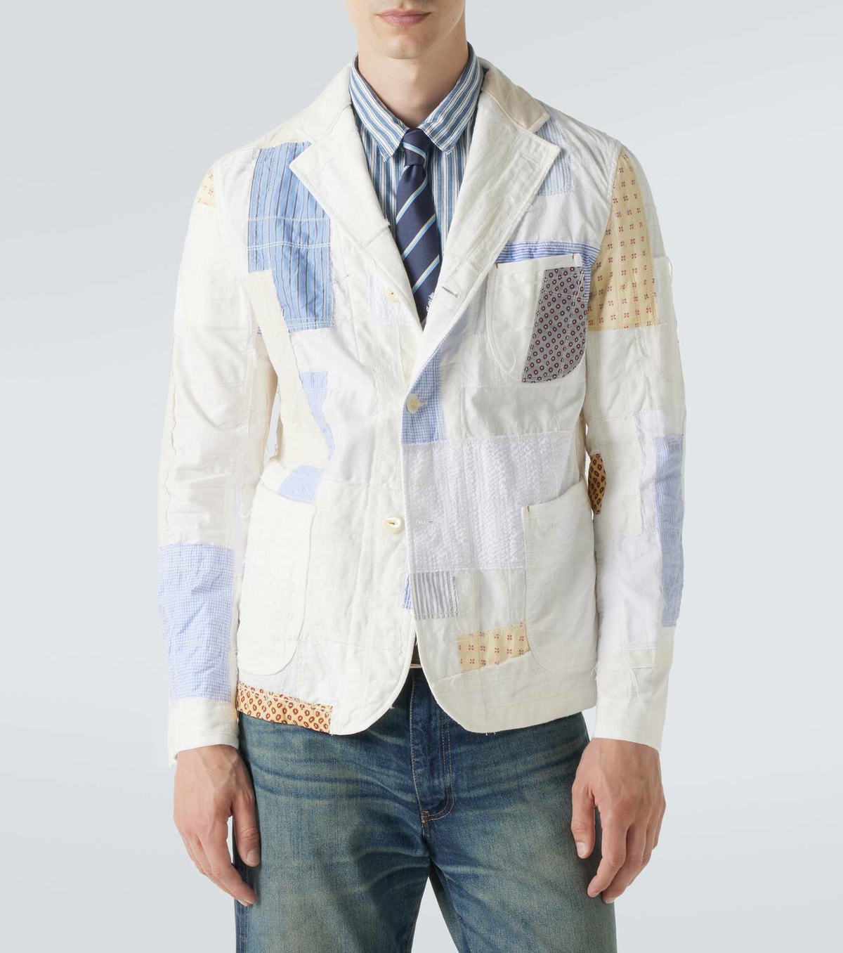 Junya Patchwork Junya Watanabe Patchwork cotton and linen-blend blazer Junya Watanabe