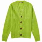 Late Checkout Distressed Mohair Cardigan in Green
