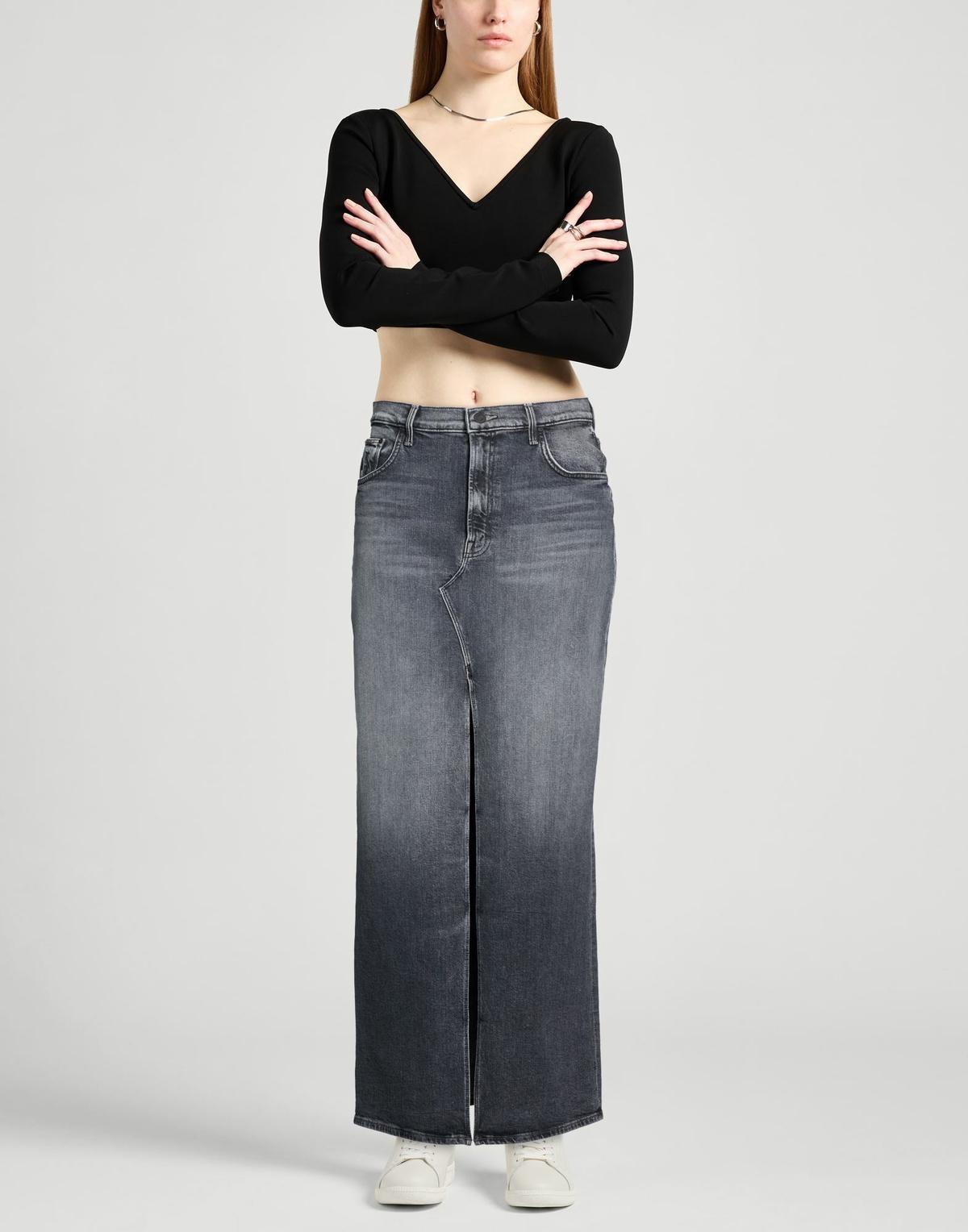 Mother Womens Denim skirt in Black