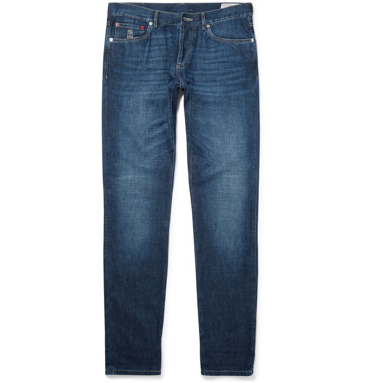 Photo: Brunello Cucinelli - Slim-Fit Denim Jeans - Blue