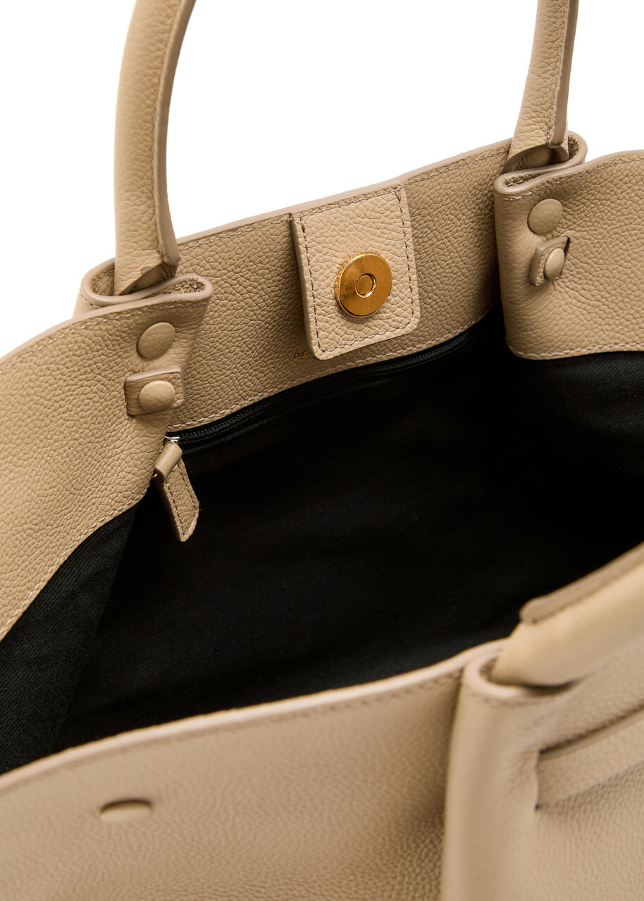 Demellier The Midi New York Grained Leather Tote bag - Taupe - One Size