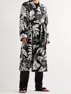 TOM FORD - Tasselled Piped Floral-Print Silk-Twill Robe - Black