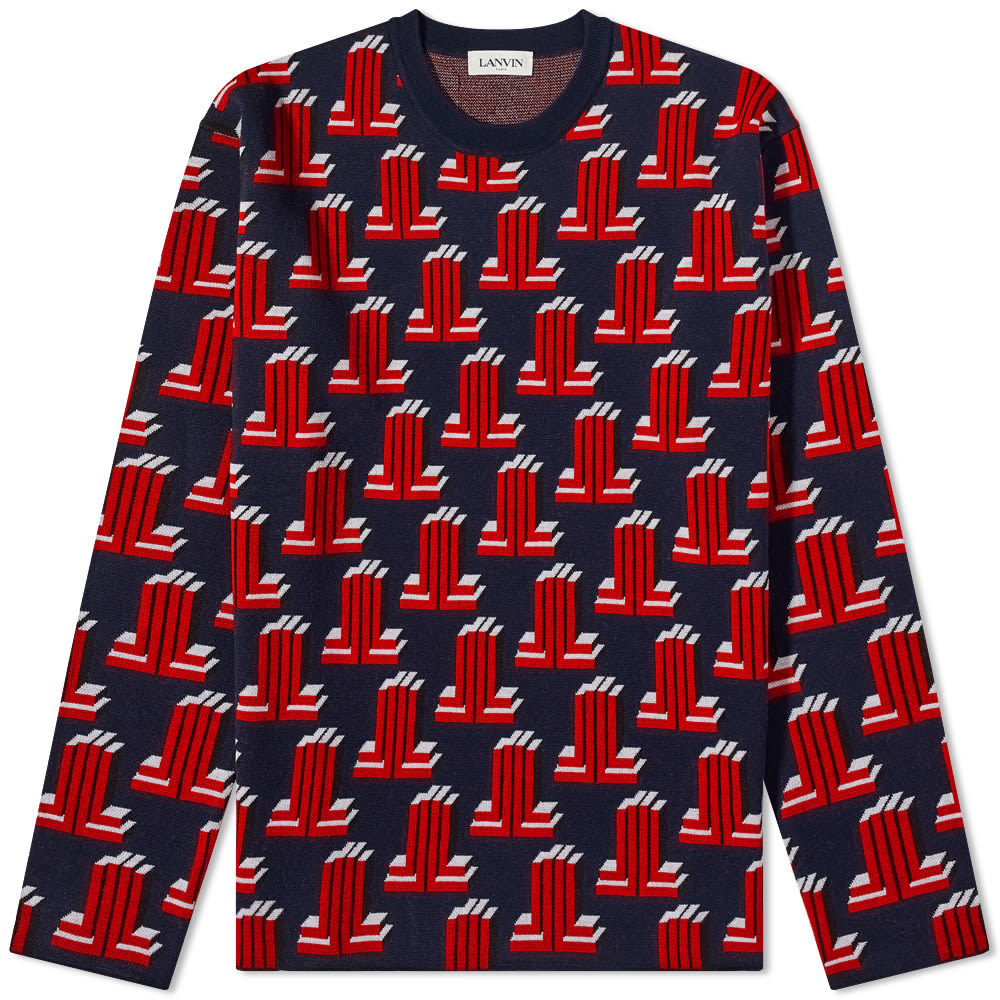 VIP【関税送料無料】希少 Lanvin Squared Logo 35x180 Scarf Lanvin Monogram Jaquard Knit Lanvin