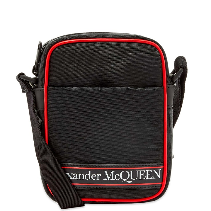 Photo: Alexander McQueen Taped Logo Mini Messenger Bag