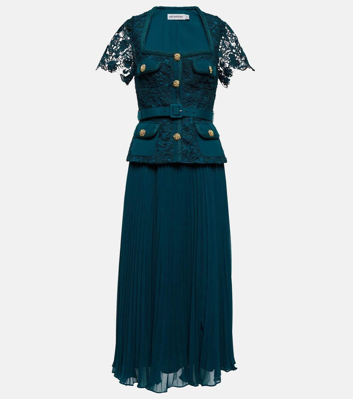 Self-Portrait Lace-paneled chiffon midi dress Self-Portrait