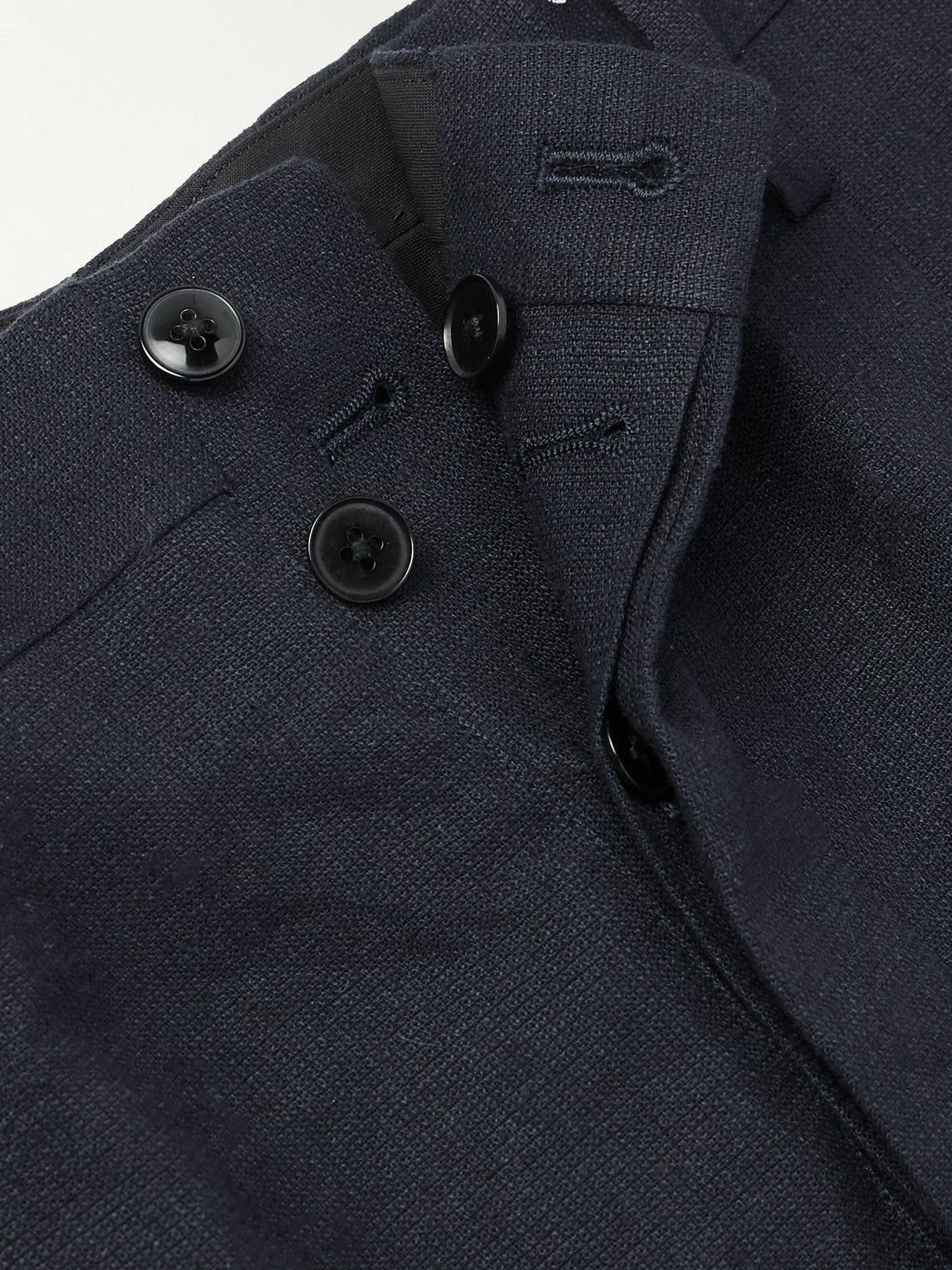 Kaptain Sunshine - Shoecut Slacks Straight-Leg Pleated Linen and Silk-Blend Suit Trousers - Blue