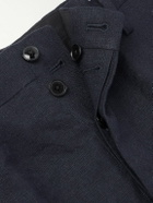 Kaptain Sunshine - Shoecut Slacks Straight-Leg Pleated Linen and Silk-Blend Suit Trousers - Blue