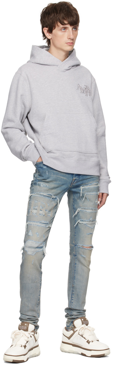 【関税込み】AMIRI グレー Staggered フーディ AMIRI AMIRI STAGGERED HOODIE | REVERSIBLE