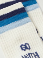 Anonymous Ism - Striped Ribbed Intarsia Cotton-Blend Socks