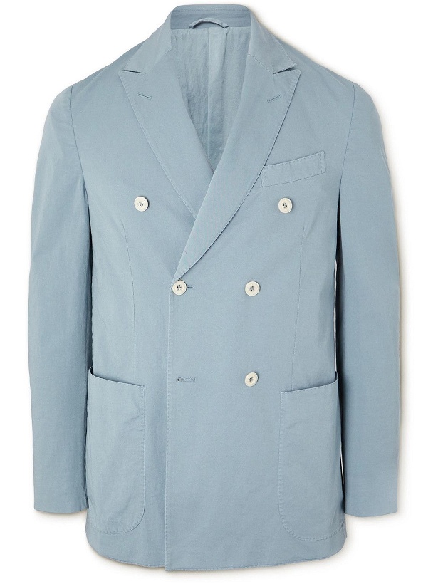 Photo: Caruso - Panarea Double-Breasted Unstructured Cotton-Blend Twill Suit Jacket - Blue